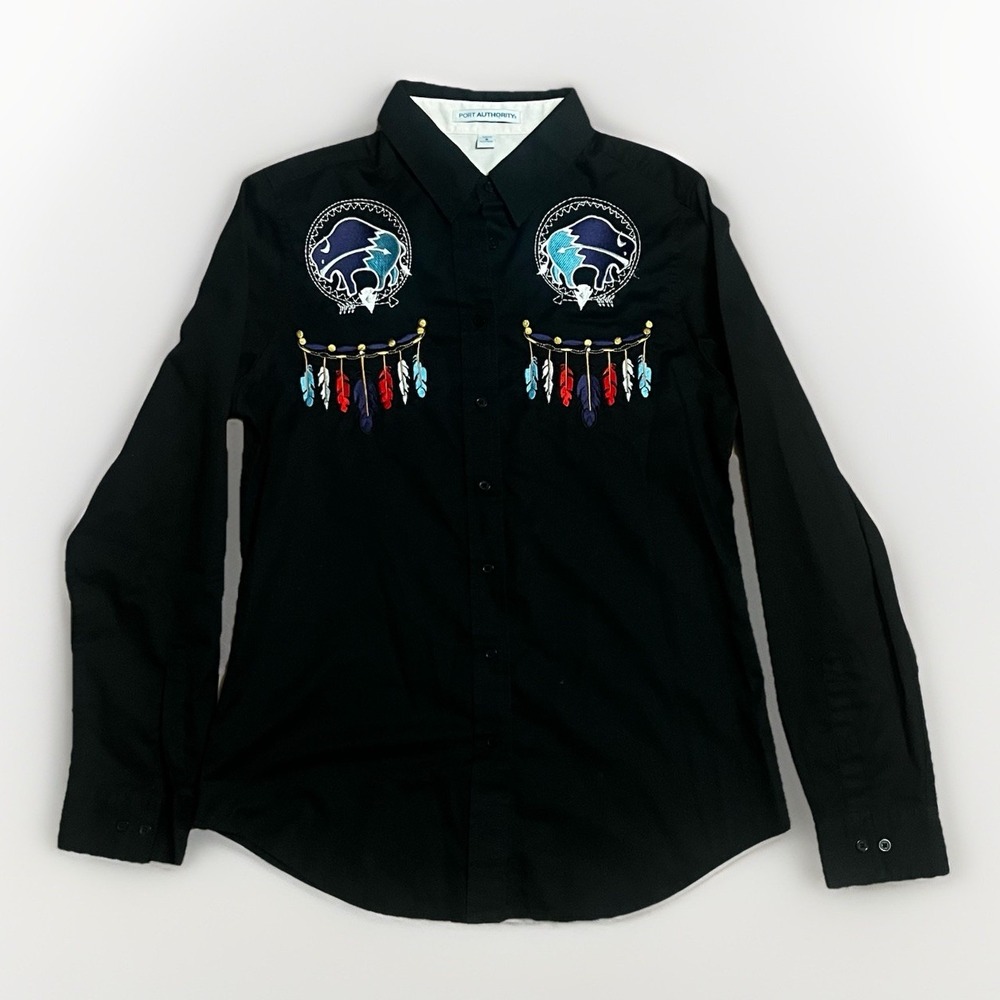 Port Authority Western Theme Sleeve Button‎ Up Top Workwear Casual